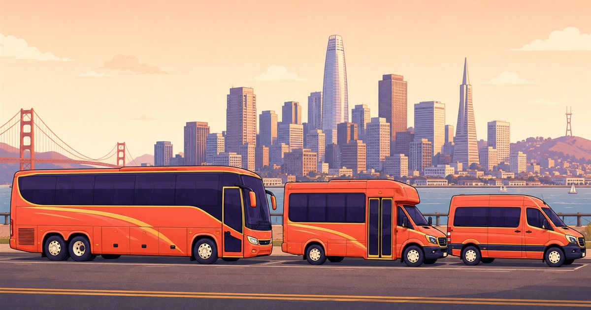 Umbrella Charter Network motorcoach, minibus and sprinter van lined up