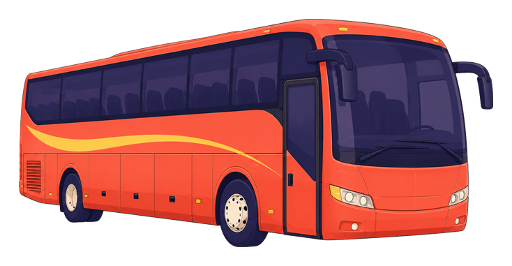 Illustrated 56-passenger charter motorcoach