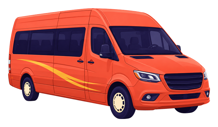 Illustrated 10–14 passenger sprinter van
