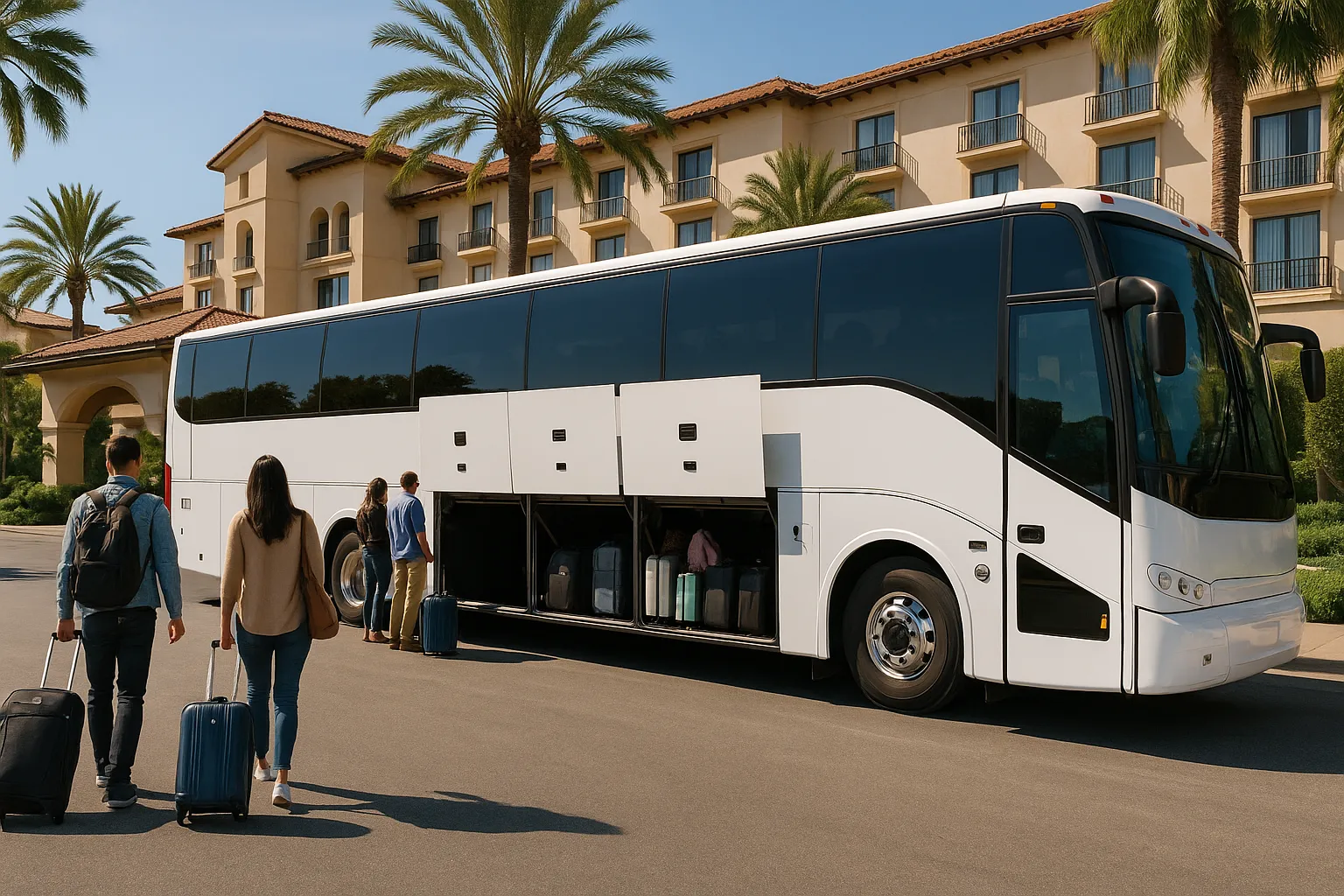 56 passenger charter bus in Orange County