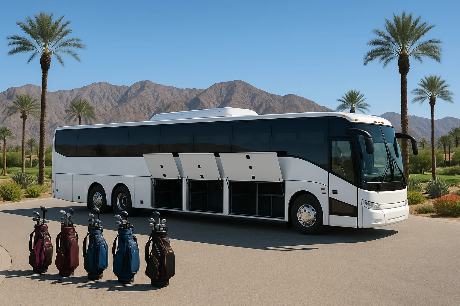 56 passenger charter bus in Palm Springs