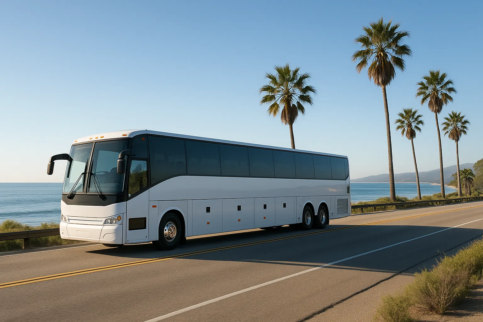 56-Passenger Charter Bus Rental in Santa Barbara