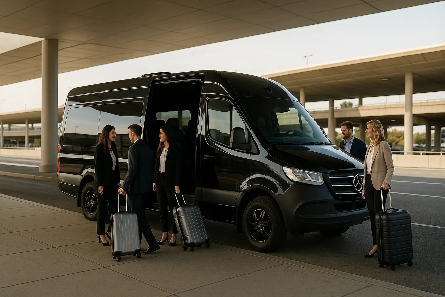 airport charter bus in the San Francisco Bay Area