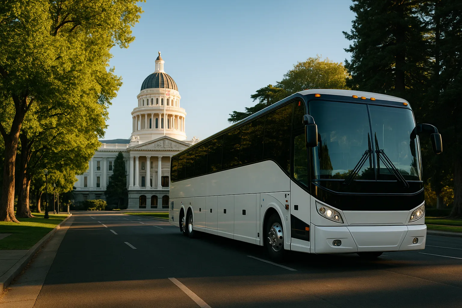 Charter bus in Sacramento / Central Valley