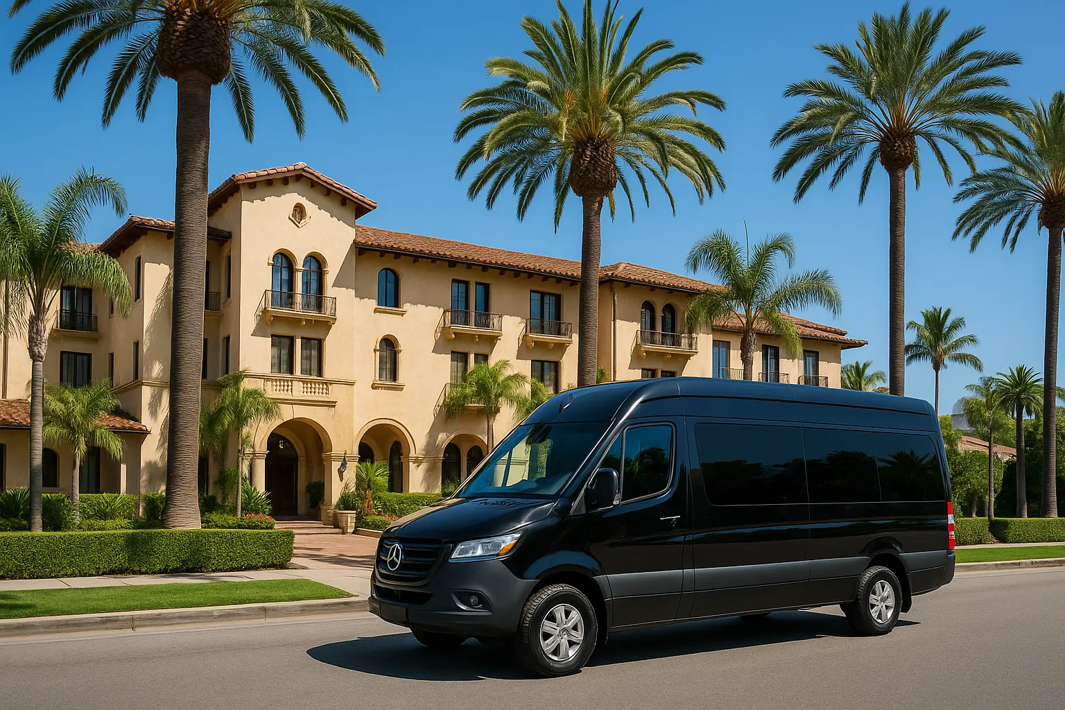 Sprinter van at a Beverly Hills hotel
