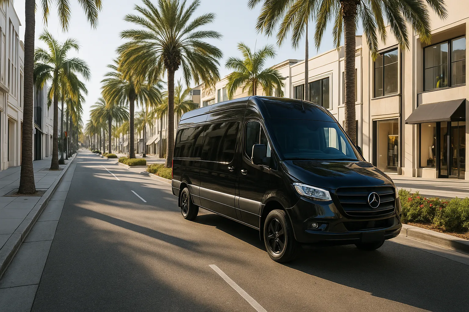 Charter bus in Beverly Hills