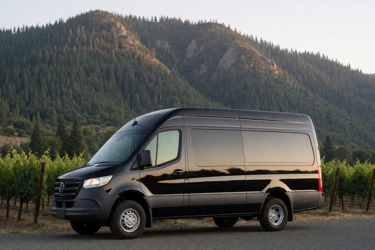 Sprinter van at a winery near Calistoga