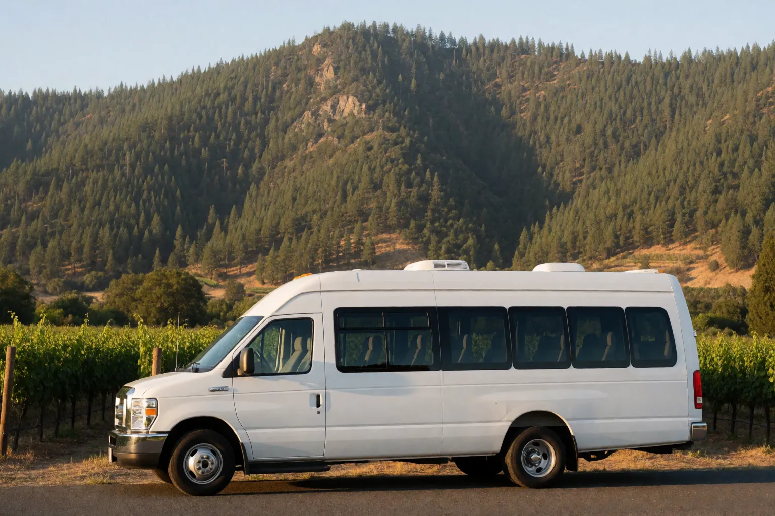 Charter bus in Calistoga