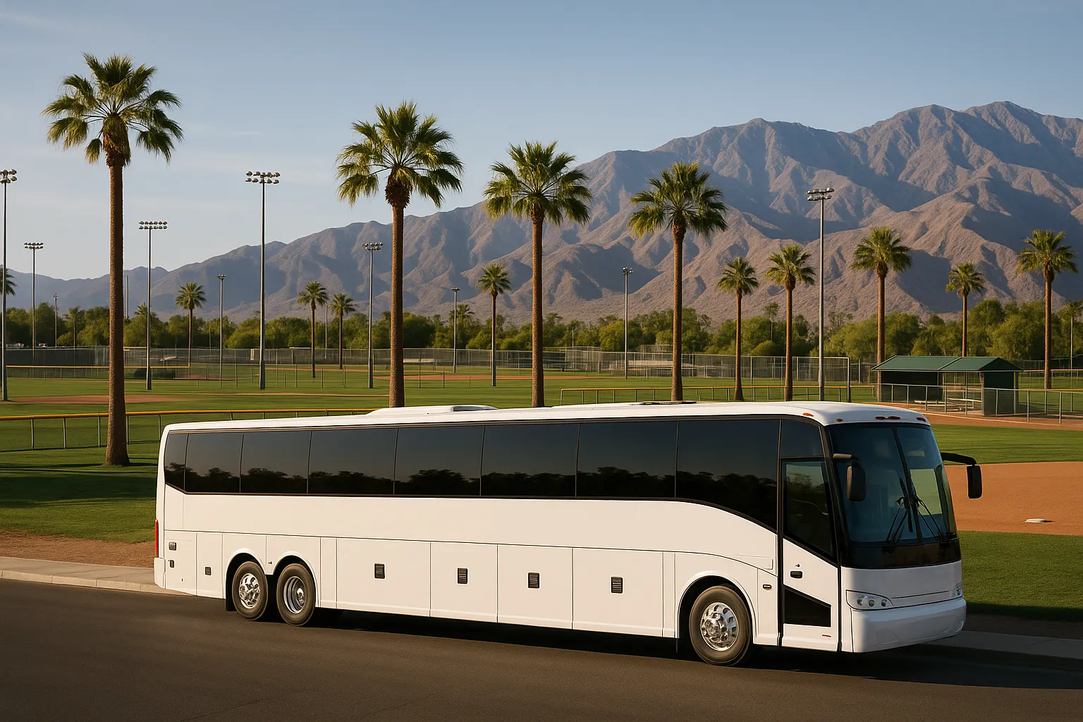 Charter coach at a Cathedral City sports park