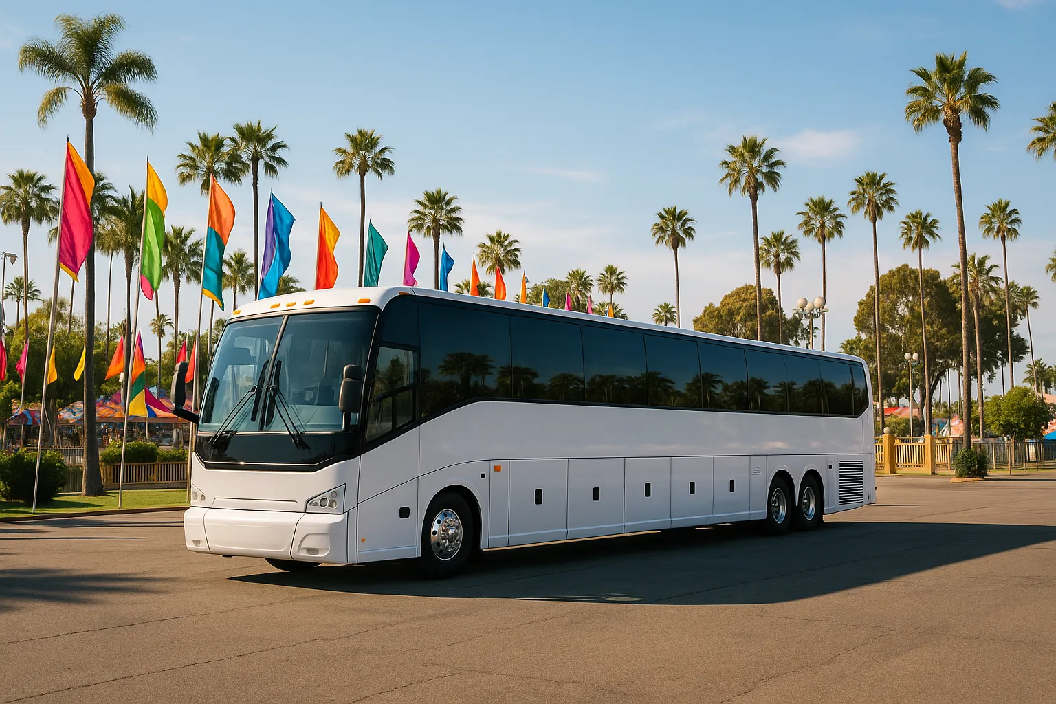 Charter coach at the OC Fair and Event Center in Costa Mesa
