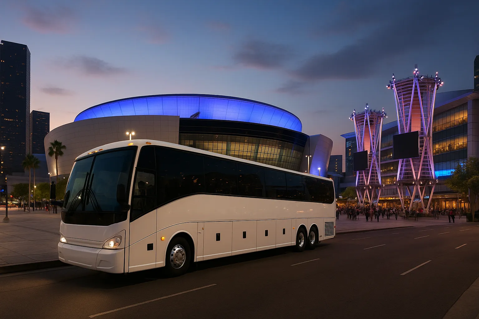 Charter coach near L.A. Live in Downtown Los Angeles