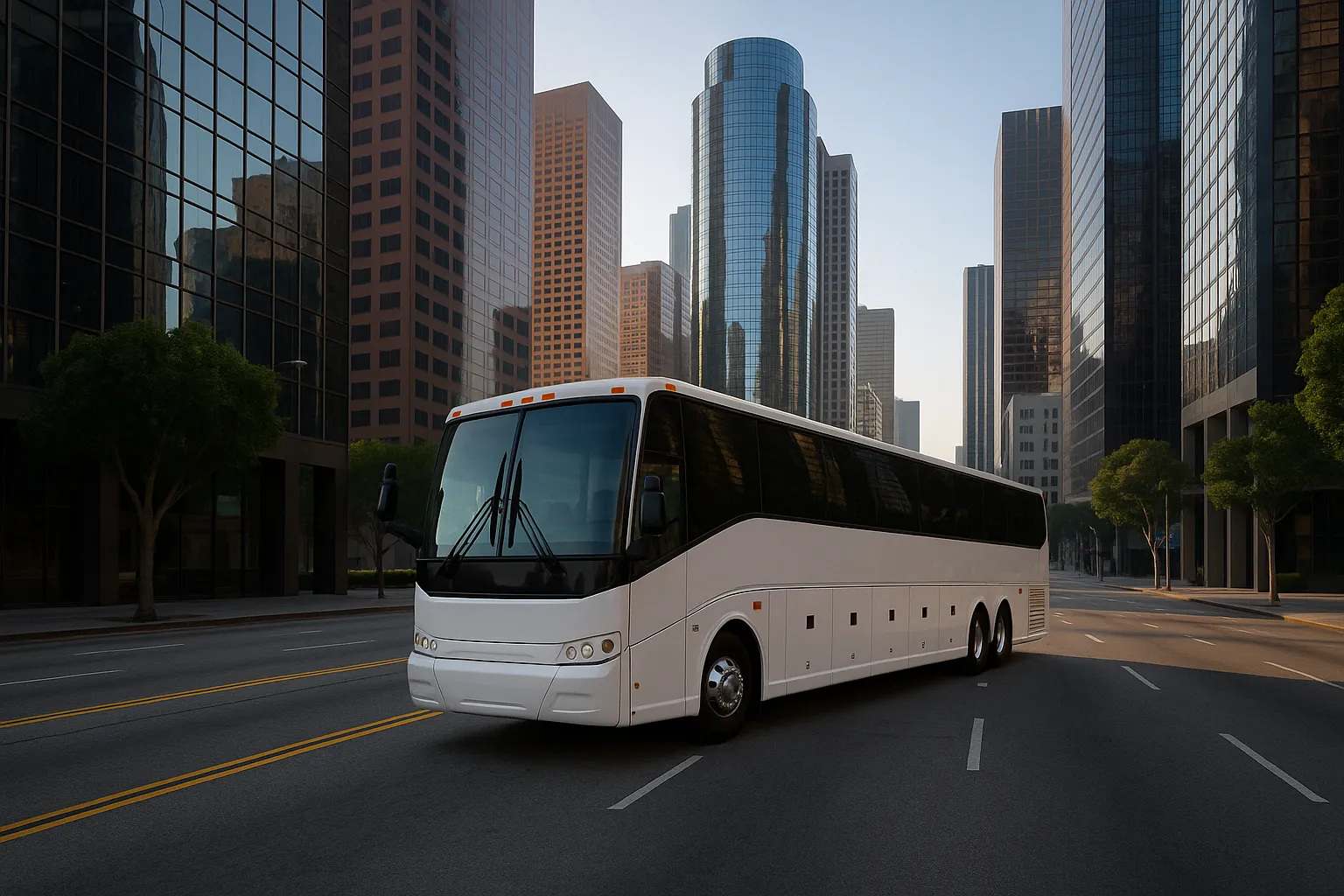Charter bus in Downtown Los Angeles