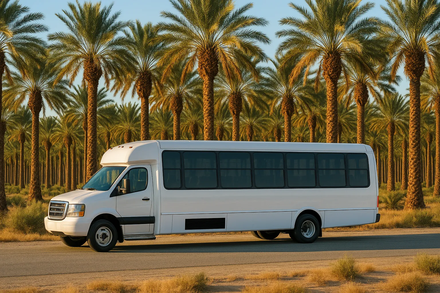 Minibus at a date farm in Indio