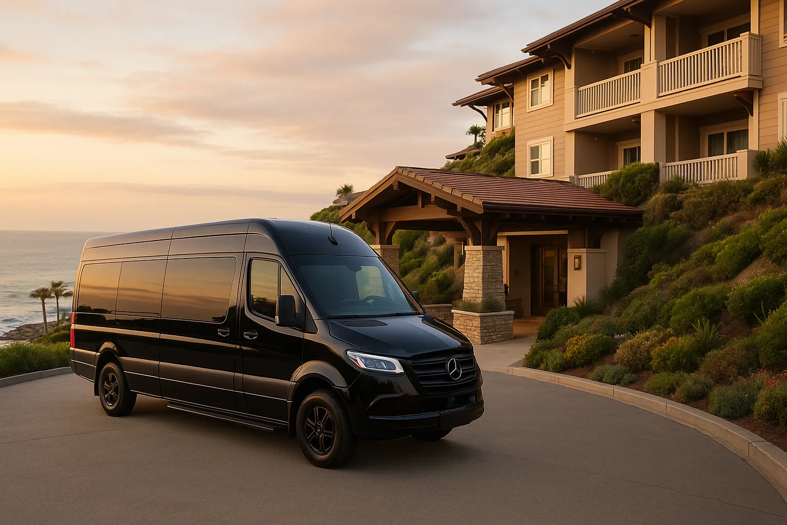Sprinter van at a Laguna Beach resort