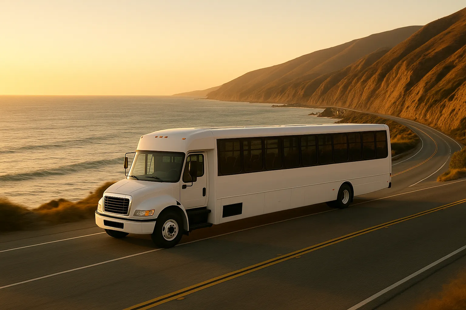 Charter bus in Malibu