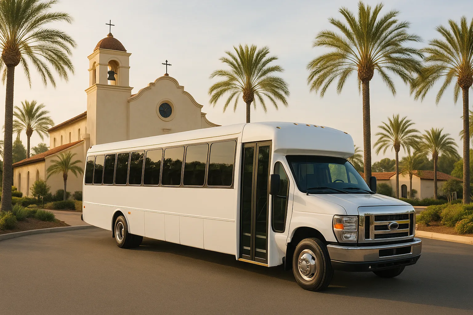 Minibus outside a church in Mission Viejo