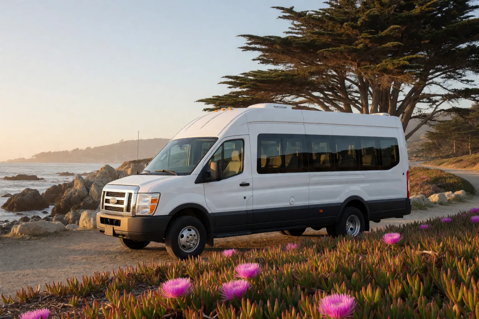 Charter bus in Pacific Grove