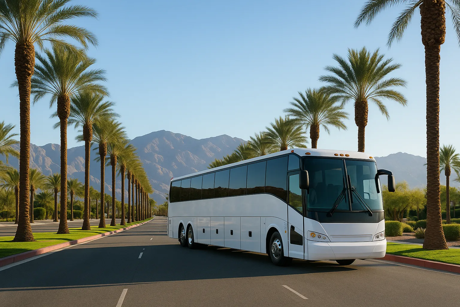 Charter bus in Palm Desert