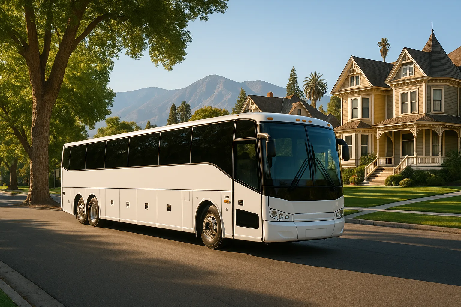 Charter bus in Redlands