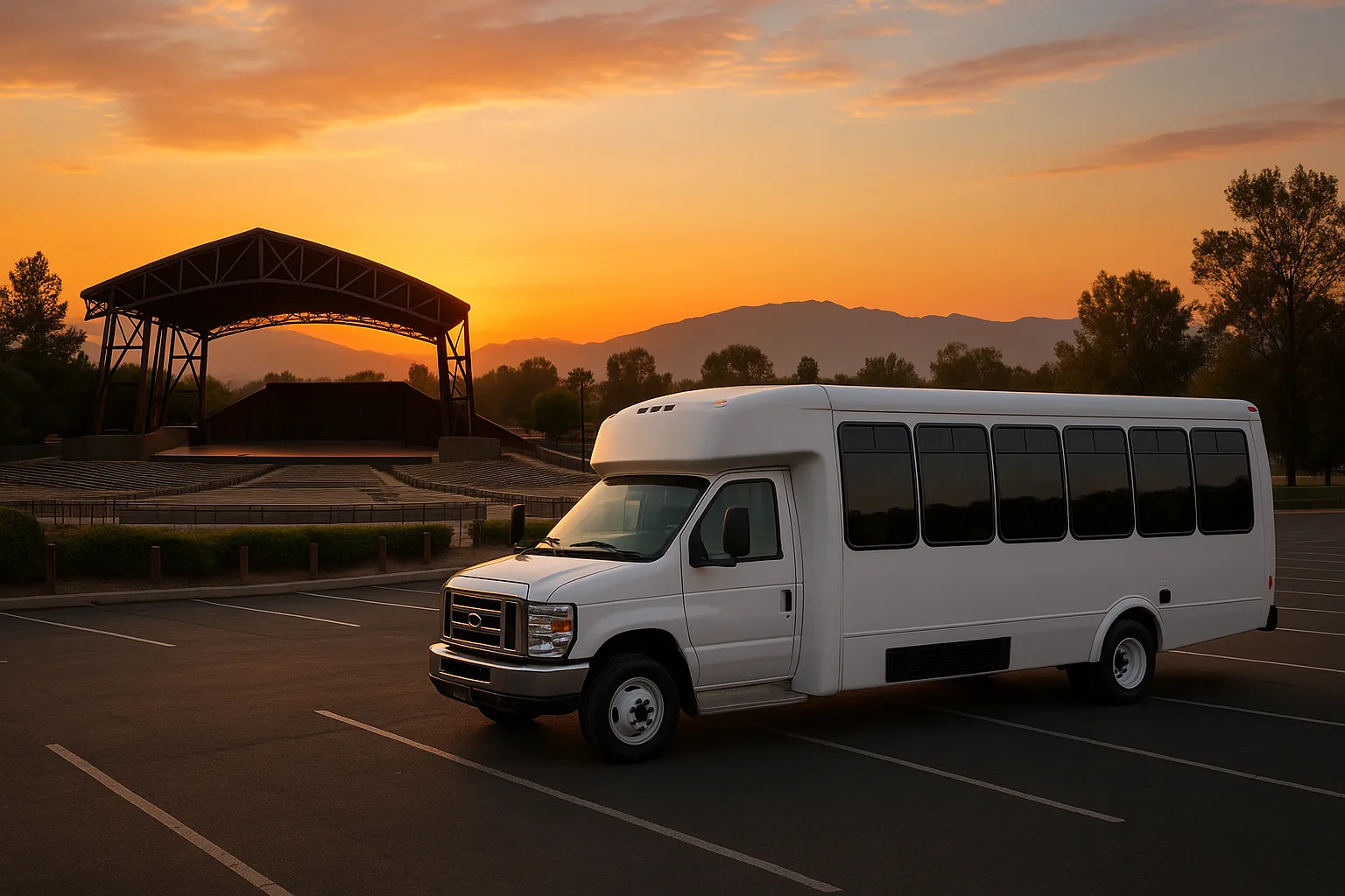 Minibus at a San Bernardino concert venue