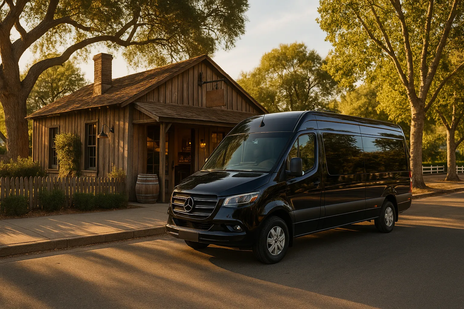 Sprinter van at a Los Olivos tasting room