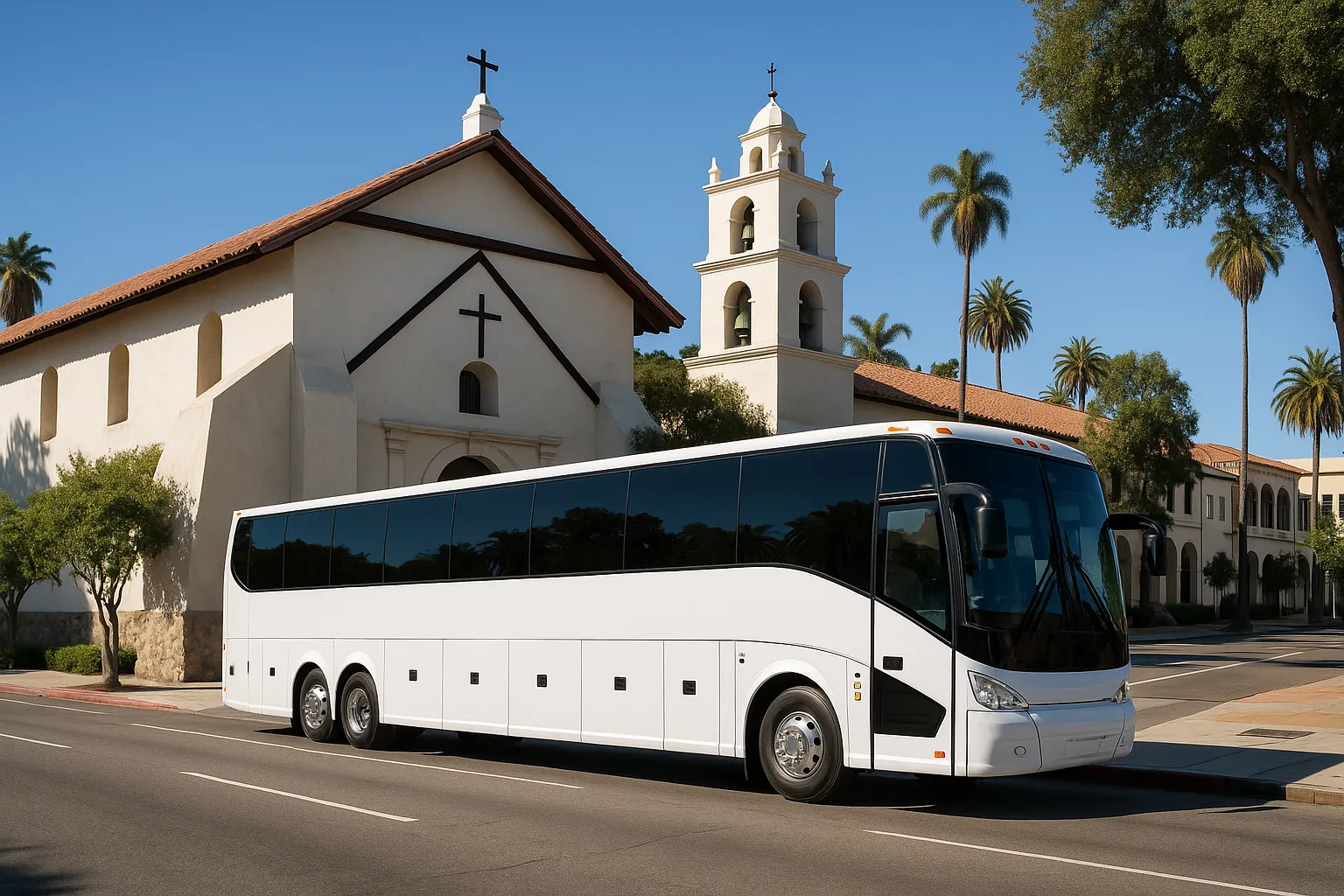 Charter coach near Mission San Buenaventura