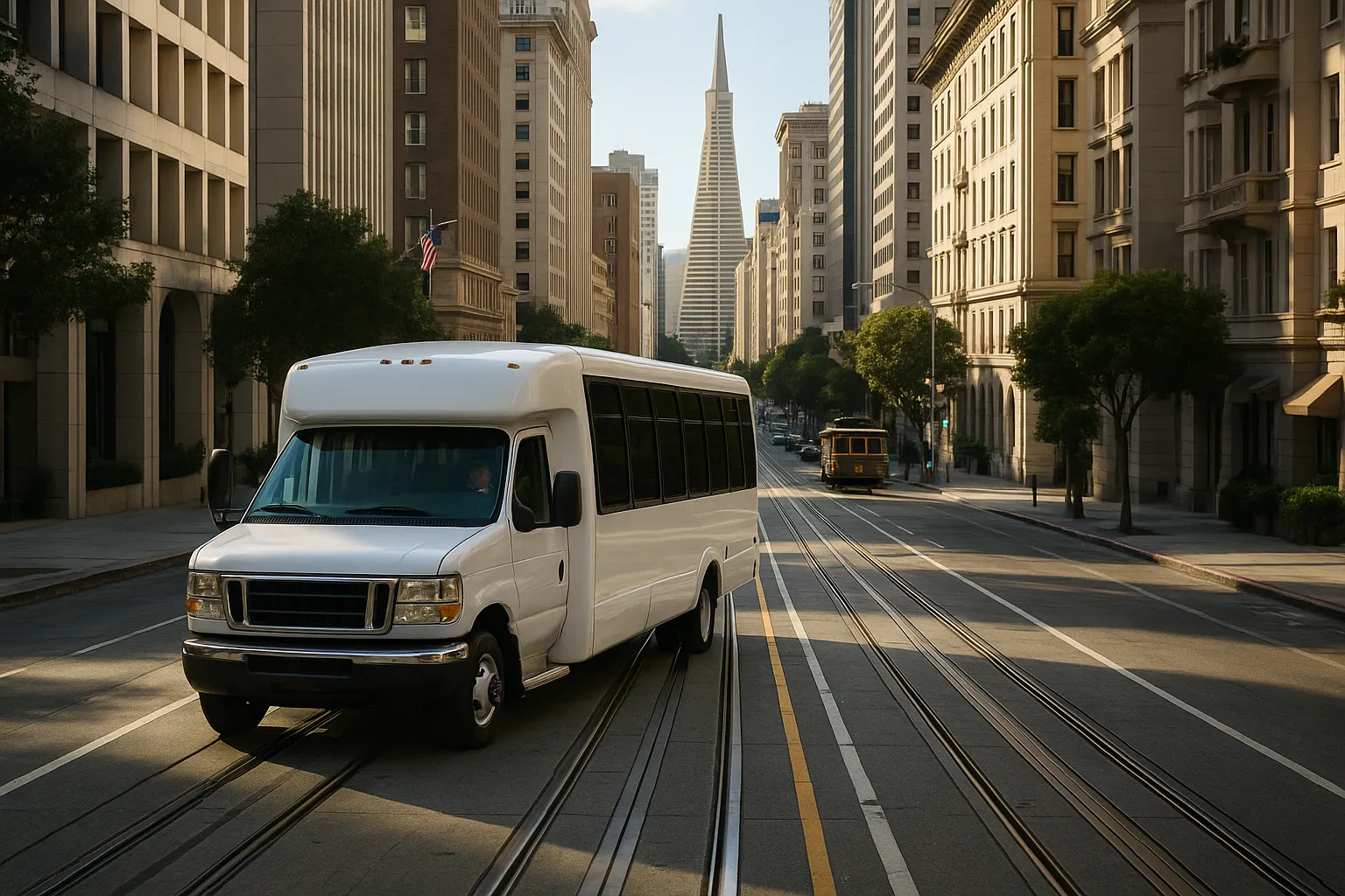 conference charter bus in the San Francisco Bay Area