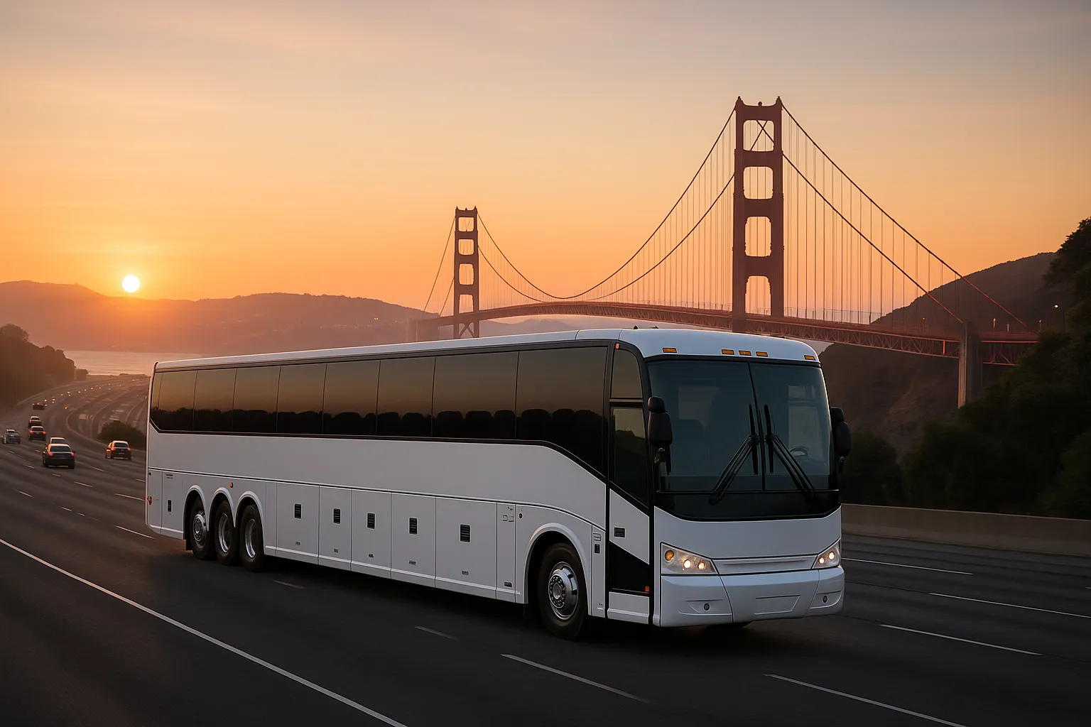 employee shuttle charter bus in the San Francisco Bay Area