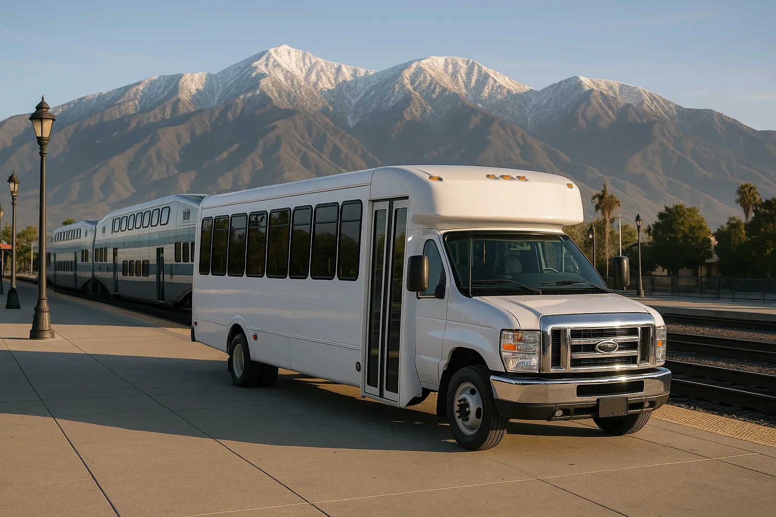 employee shuttle bus in the Inland Empire