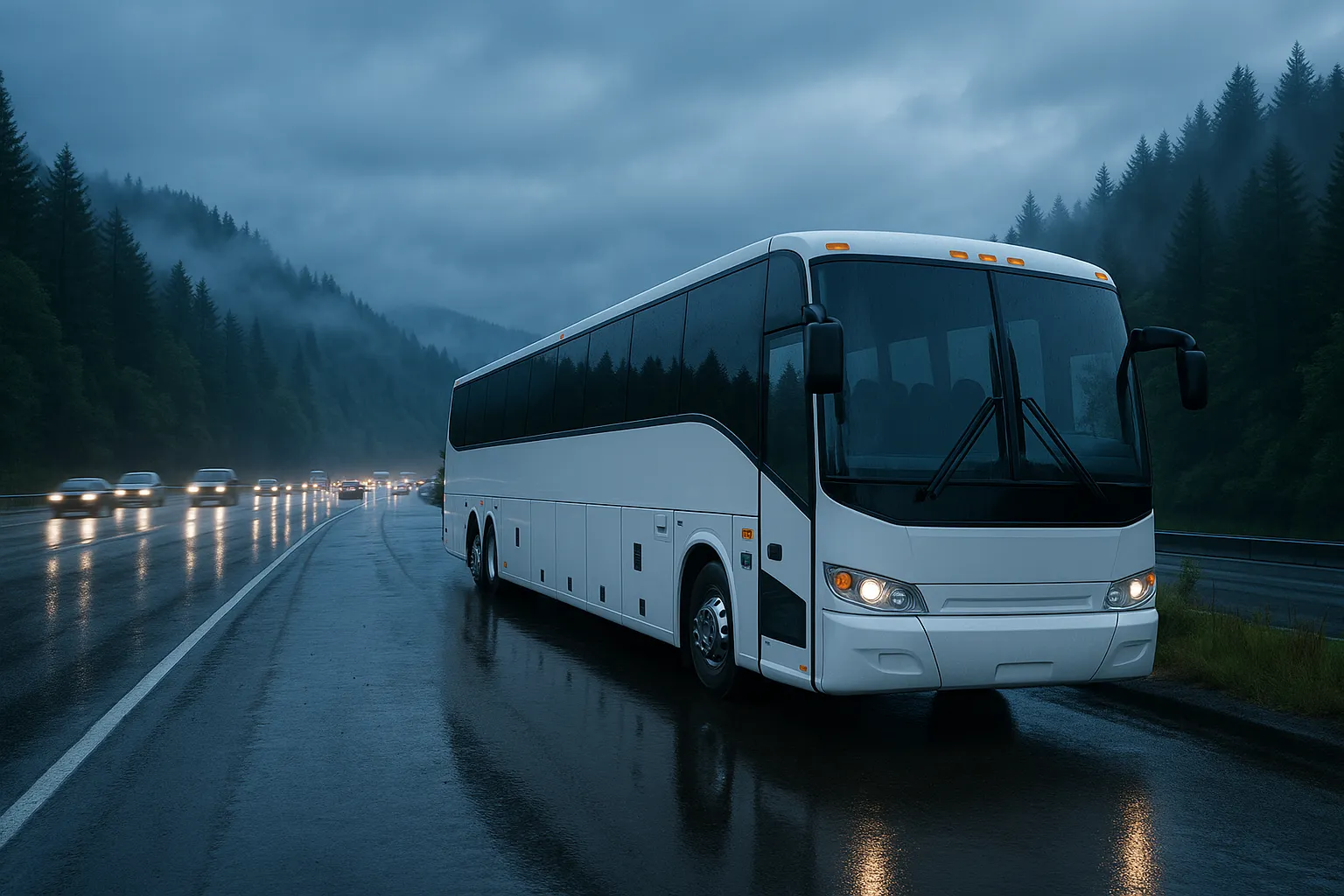 employee shuttle bus at a Portland area park-and-ride