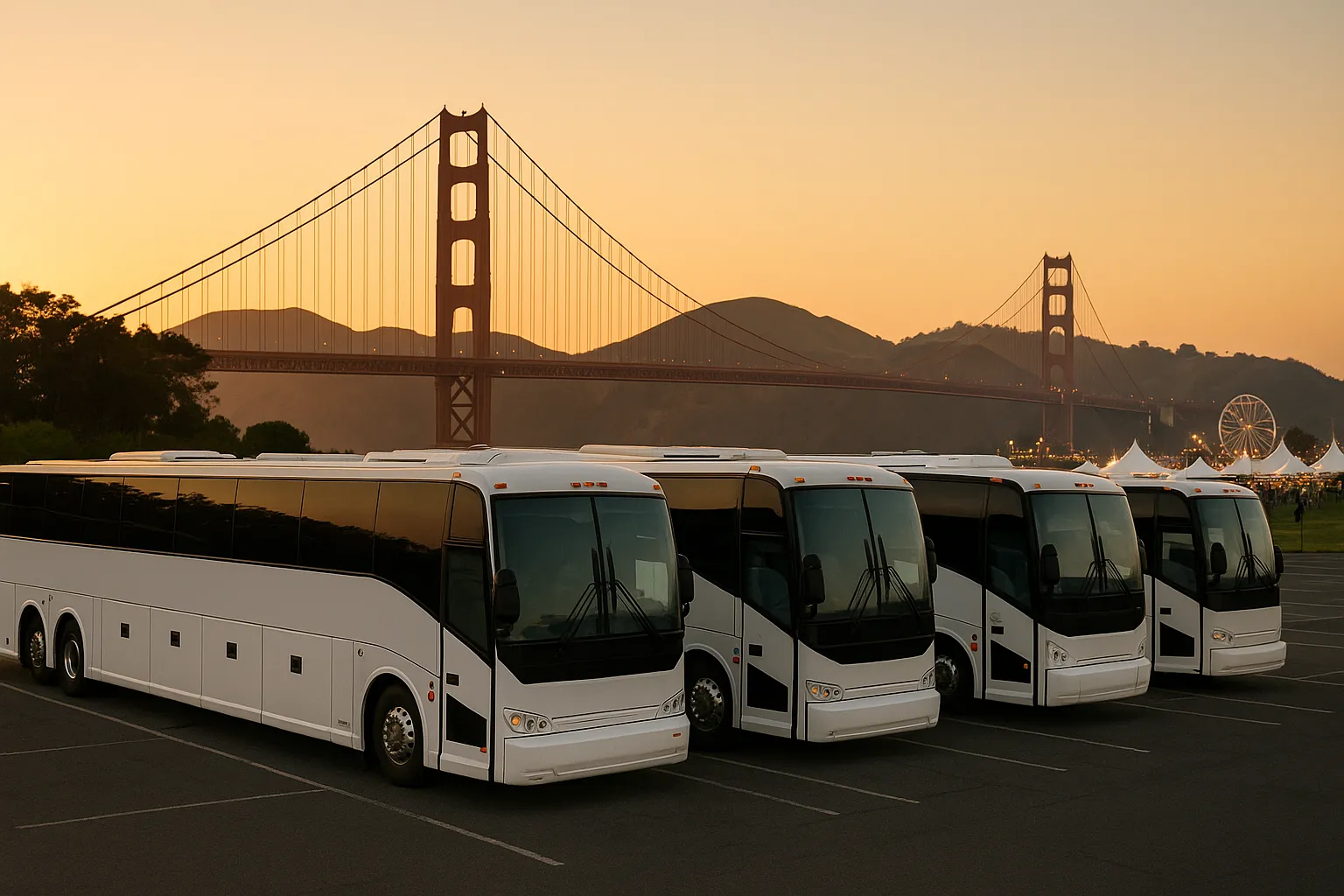 large group charter bus in the San Francisco Bay Area