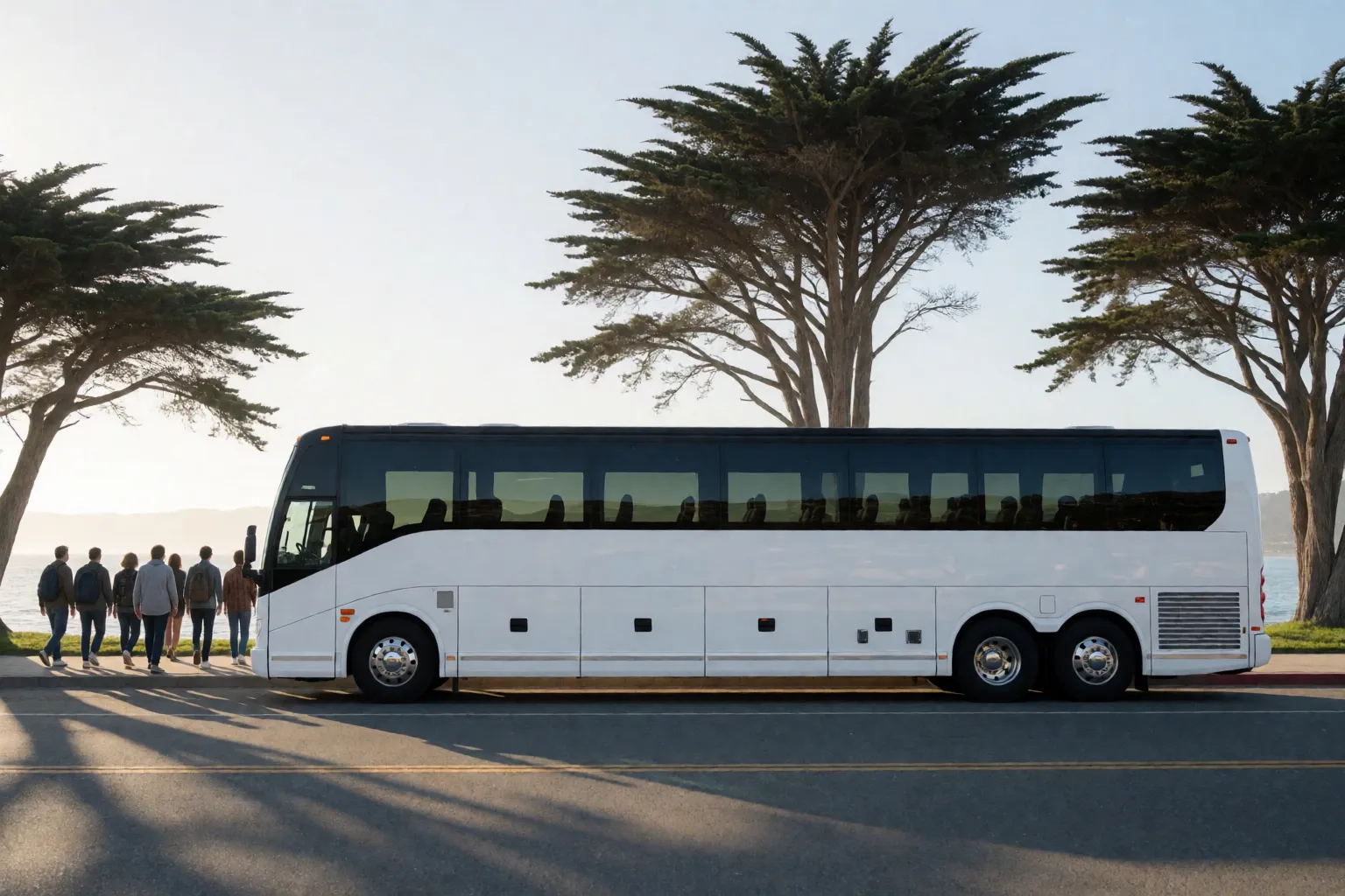 large group charter bus in Monterey