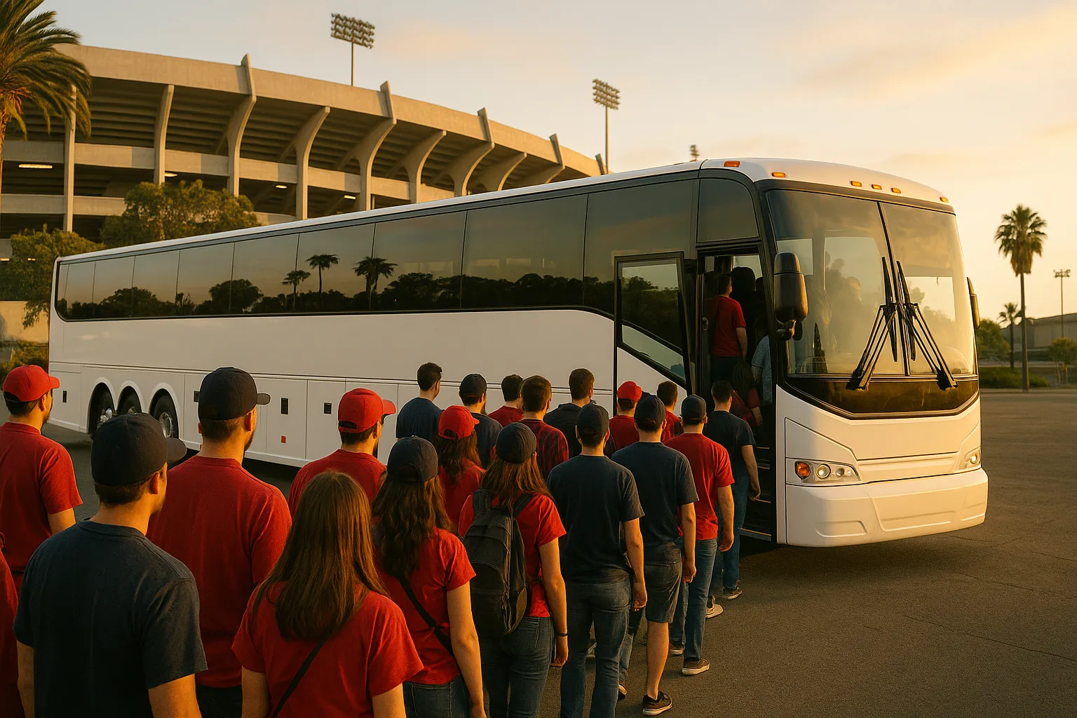 large group charter bus in Orange County