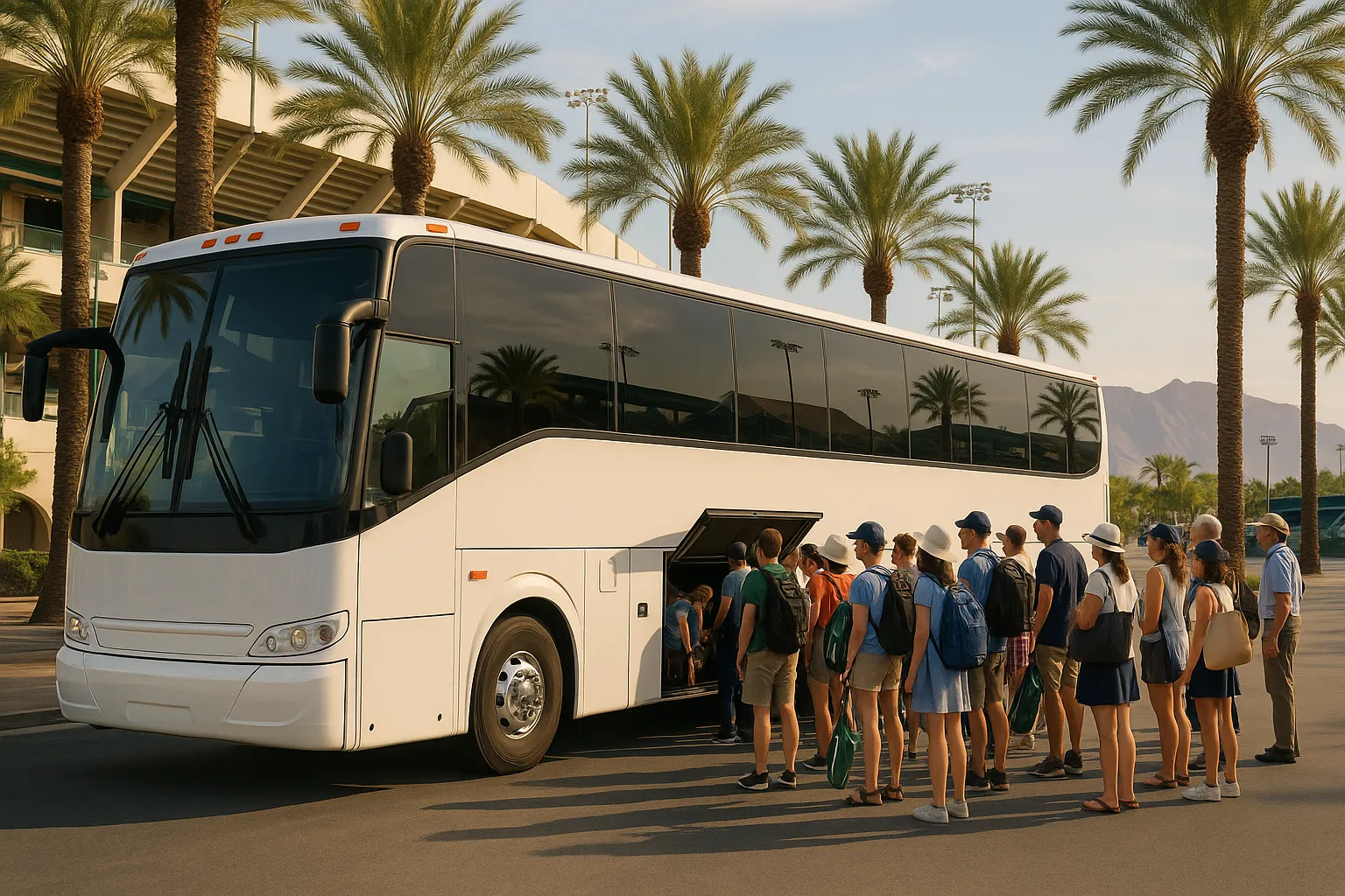 large group charter bus in Palm Springs
