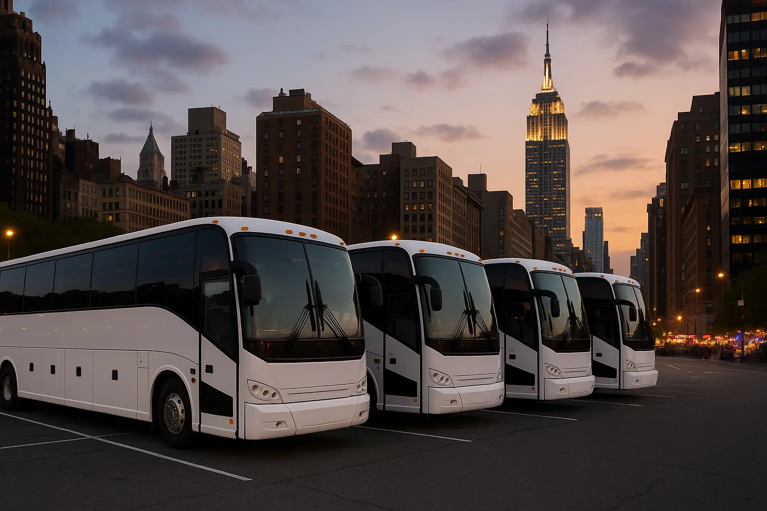 large group charter bus in New York City