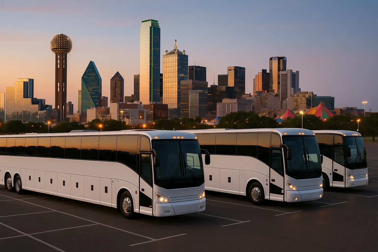 large group charter bus in Dallas–Fort Worth