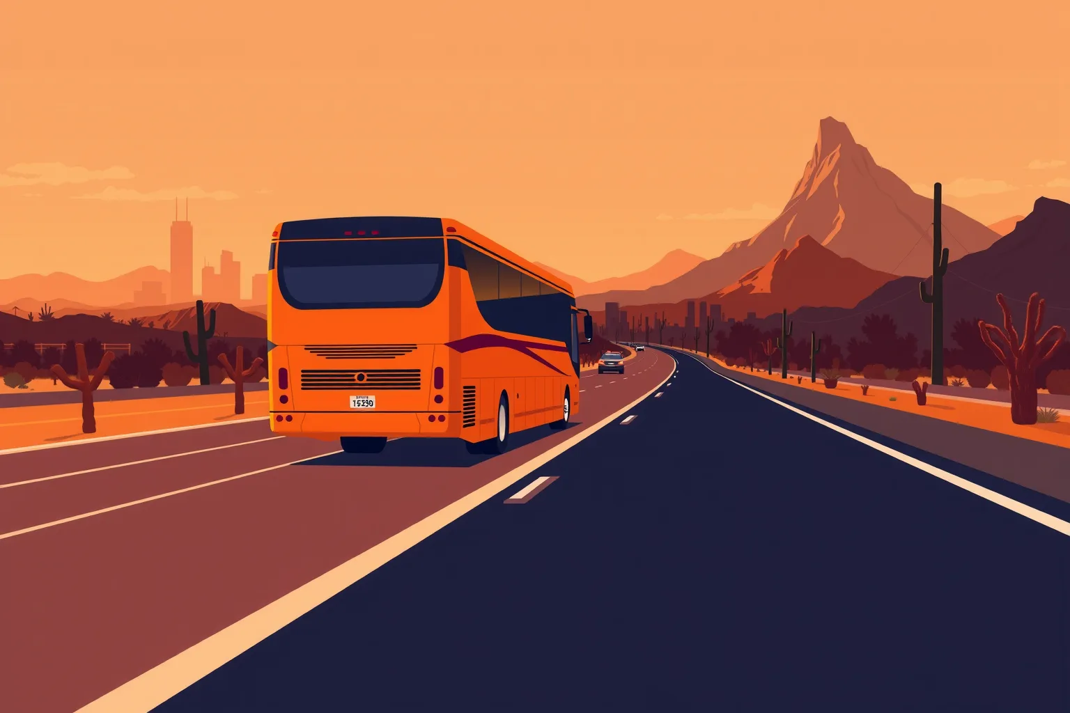 Charter bus on the road to Phoenix — Umbrella Charter Network