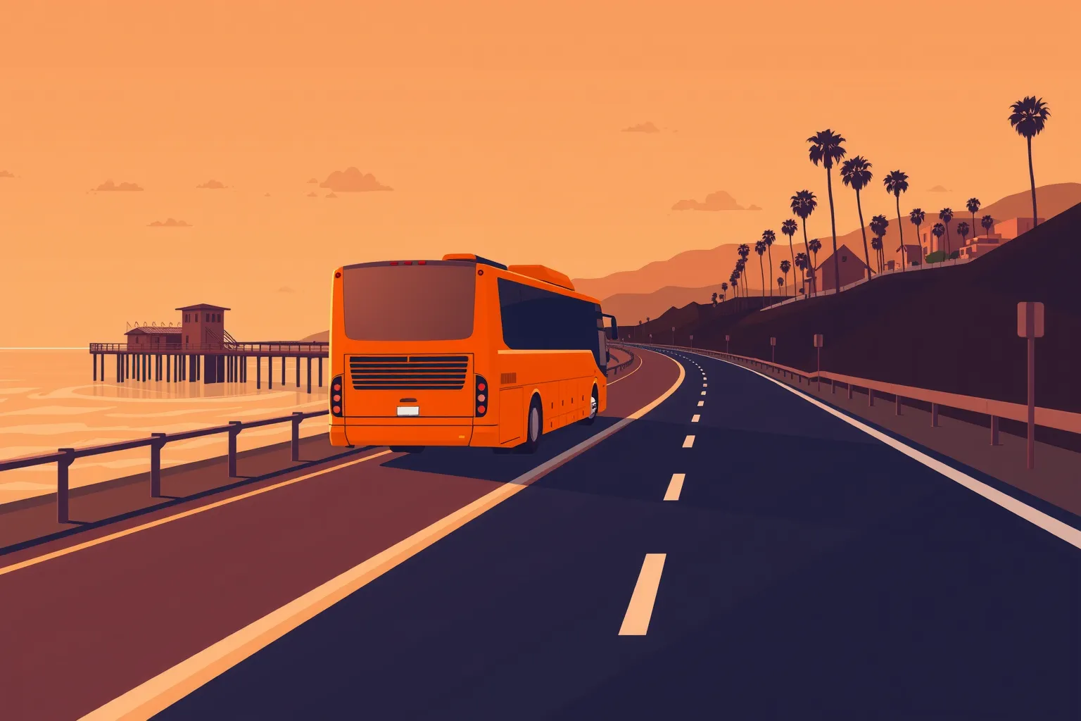 Charter bus on the road to Orange County — Umbrella Charter Network