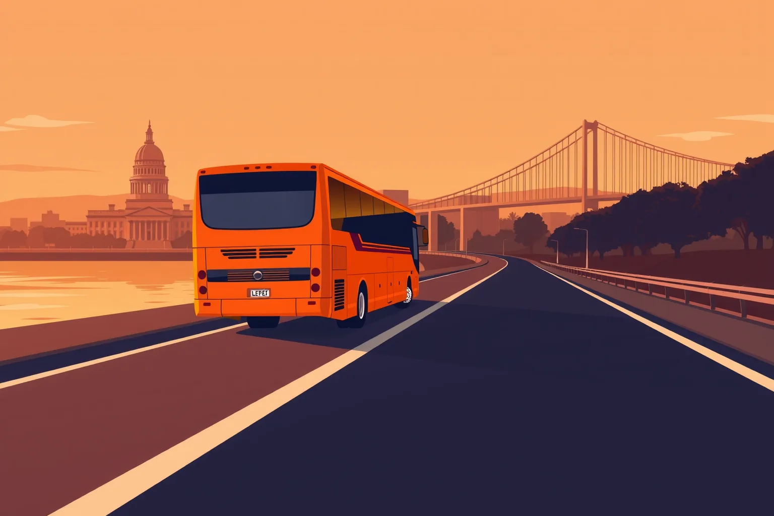 Charter bus on the road to Sacramento — Umbrella Charter Network