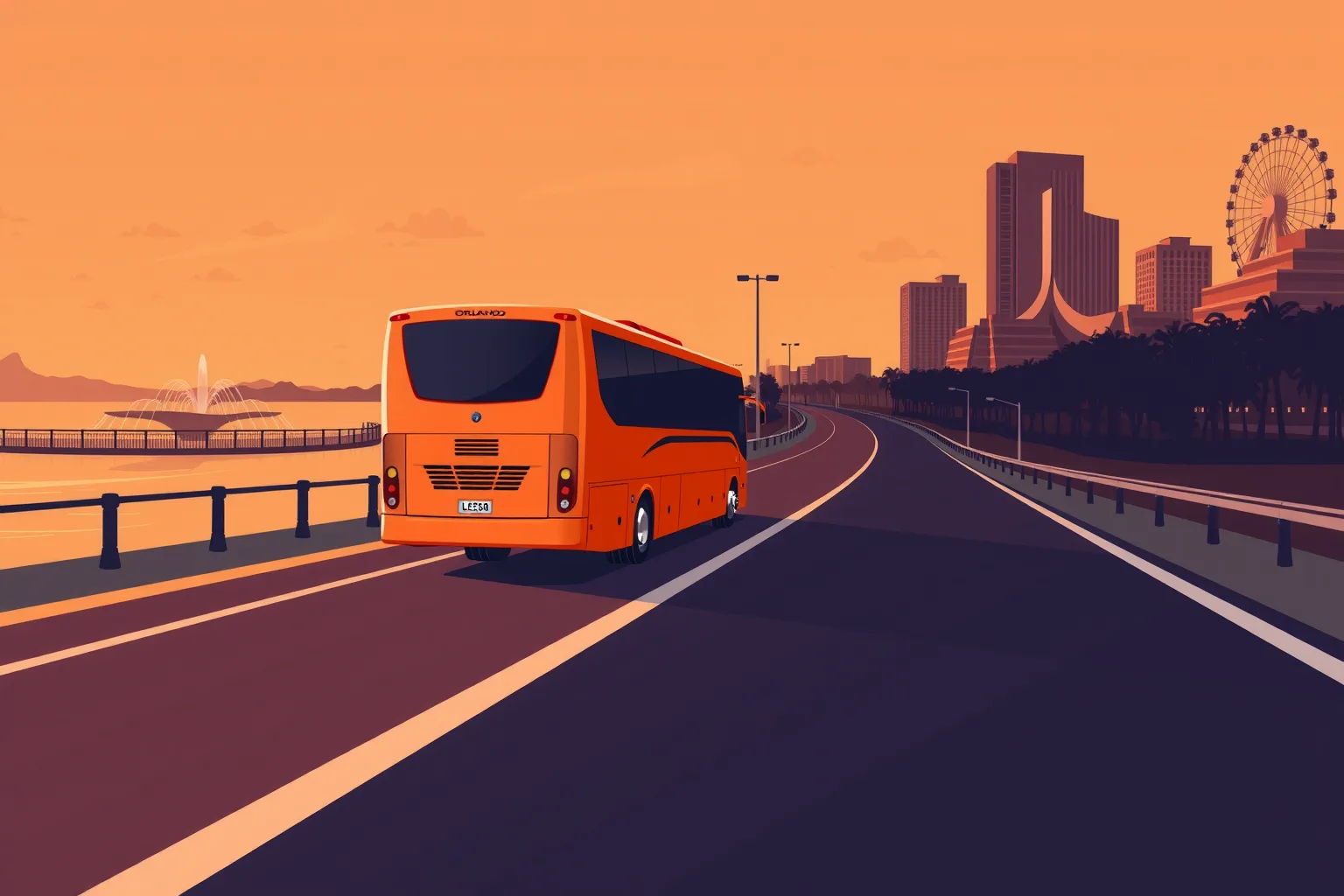 Charter bus on the road to Orlando — Umbrella Charter Network