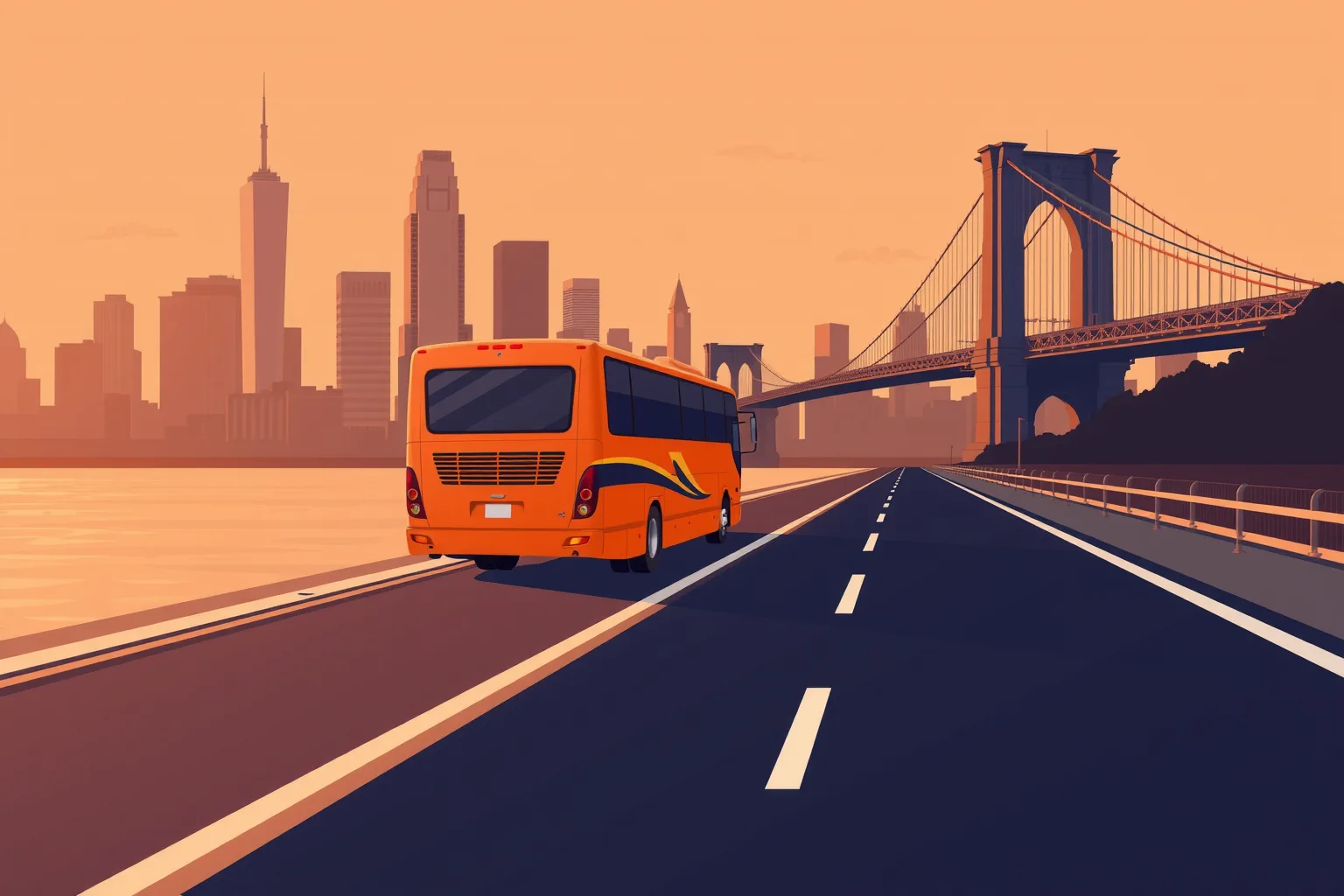 Charter bus on the road to New York — Umbrella Charter Network