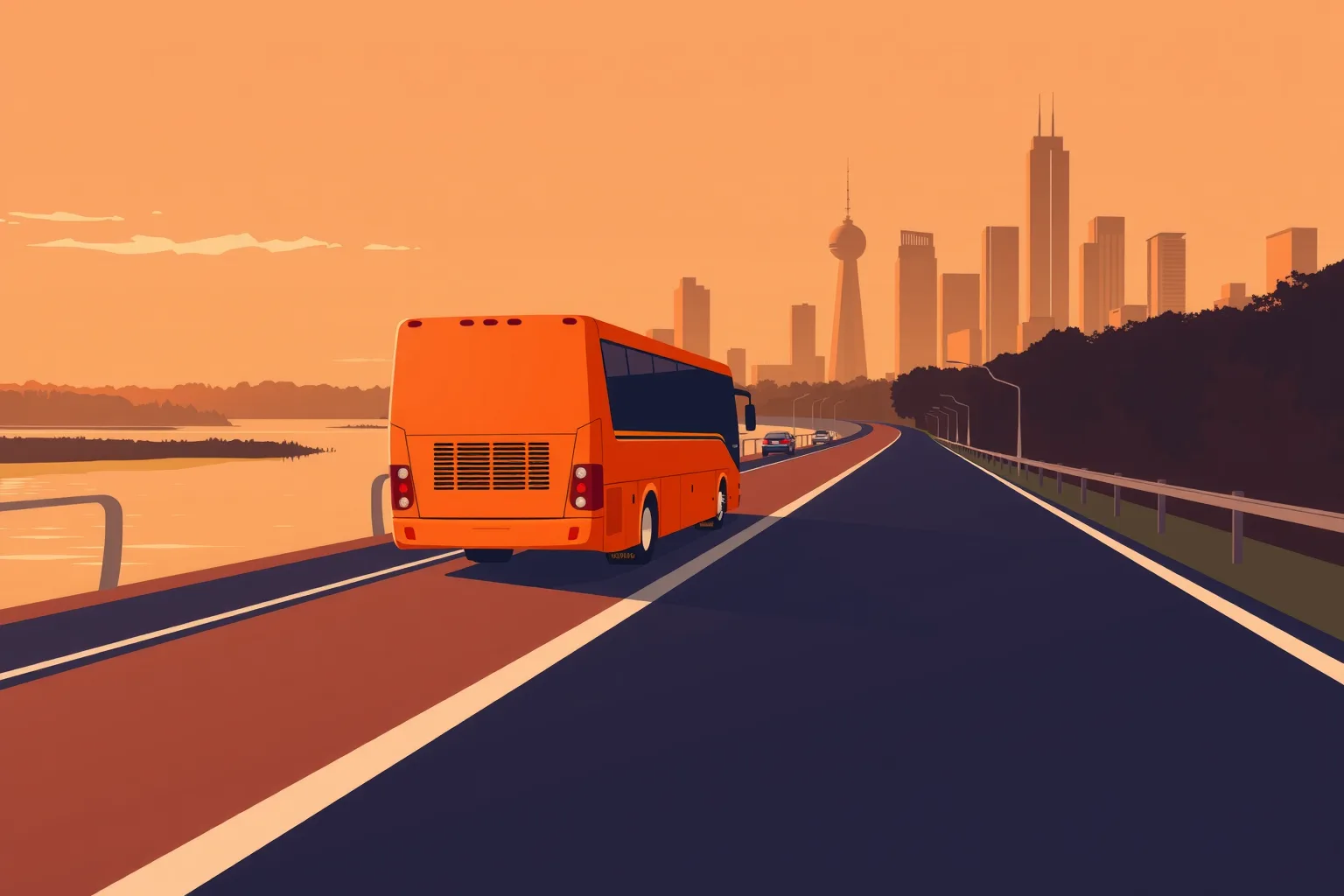 Charter bus on the road to Houston — Umbrella Charter Network