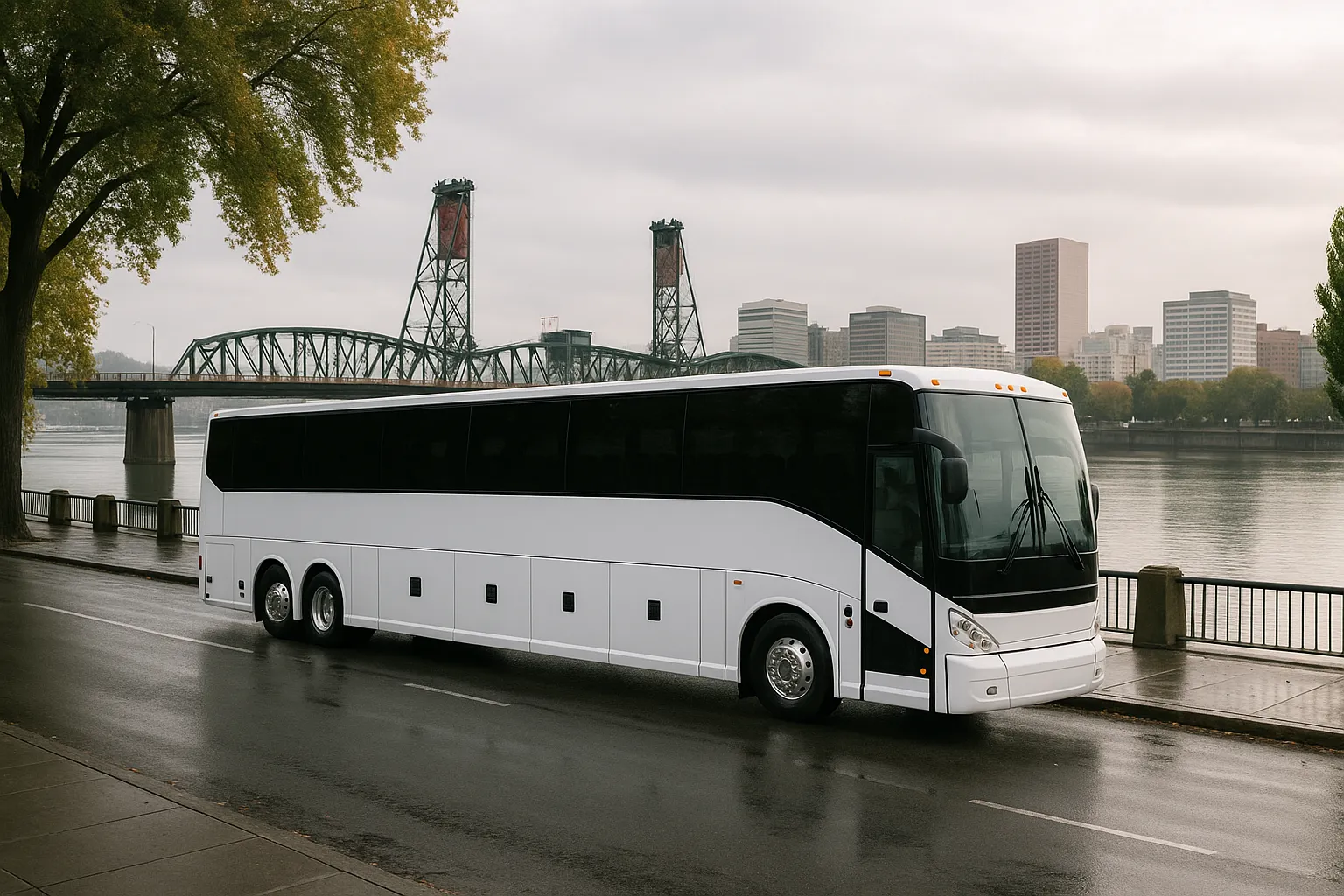 Charter bus in Portland Metro