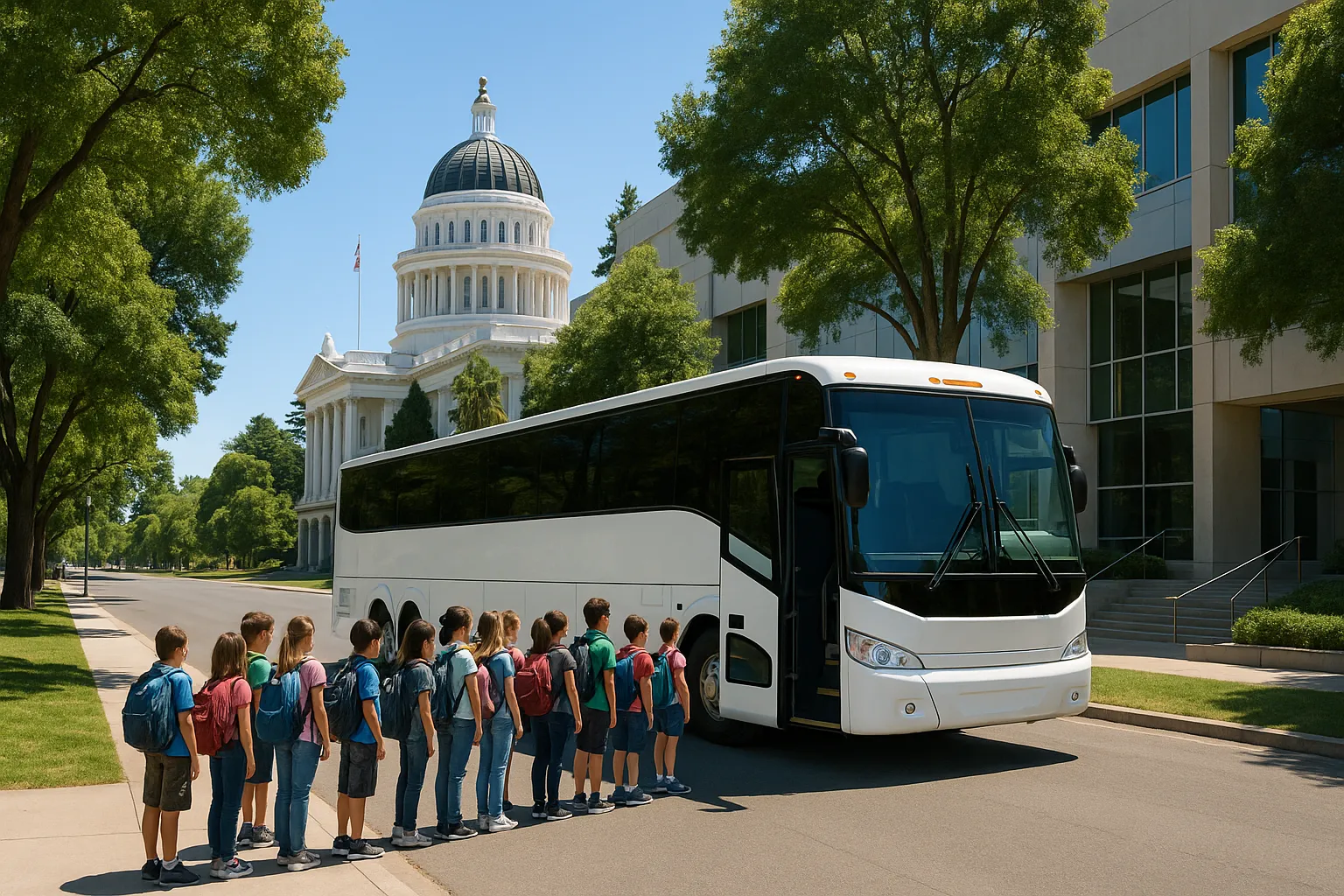 school campus charter bus in Sacramento
