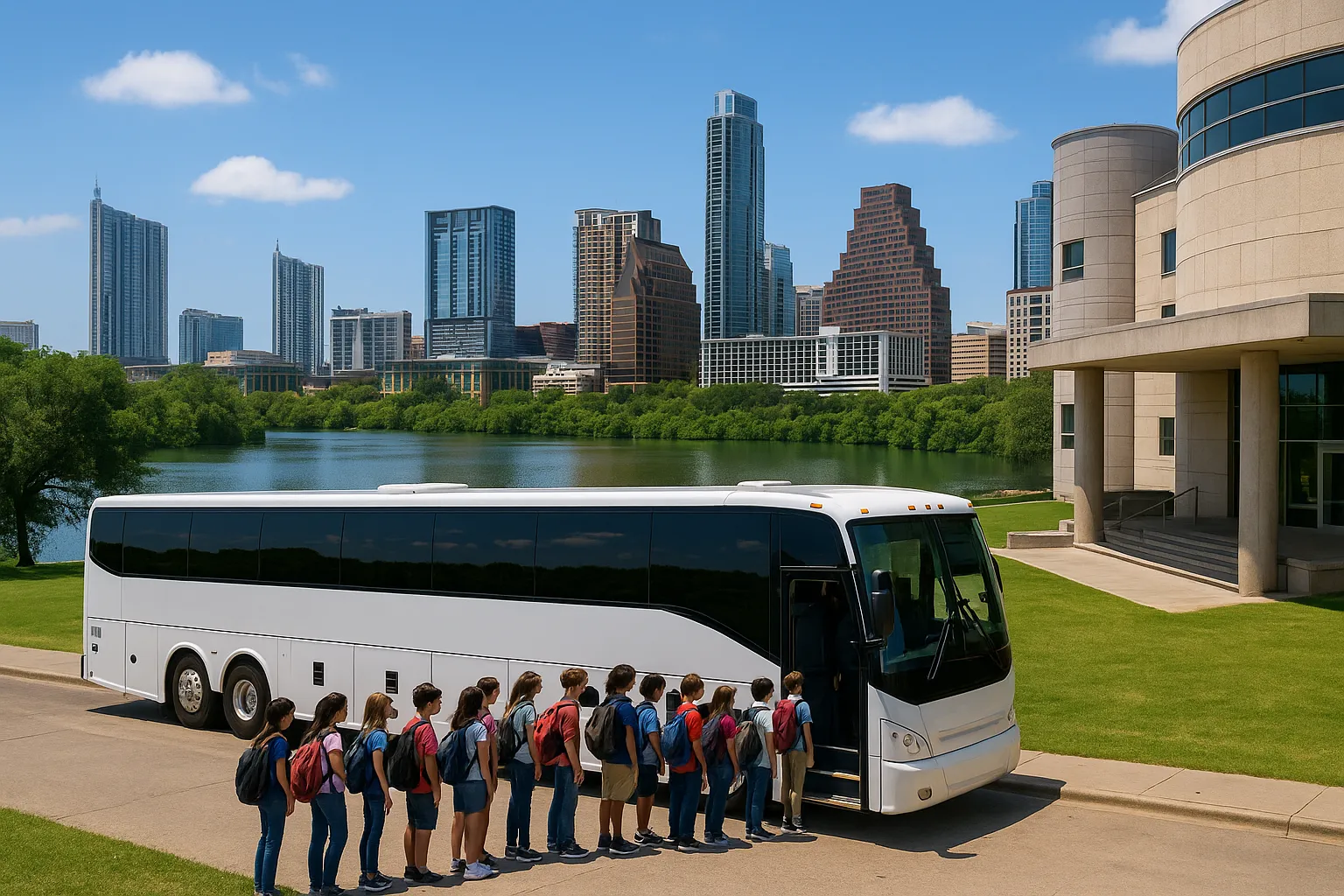 school campus charter bus in Austin