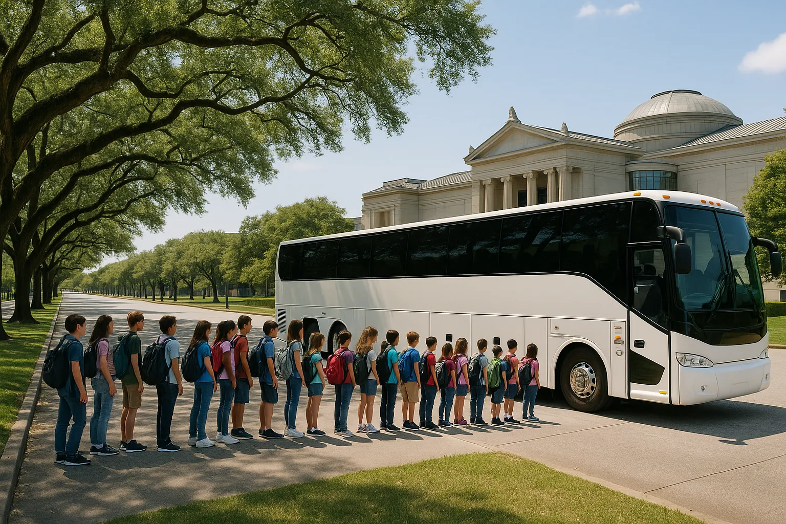 school campus charter bus in Houston