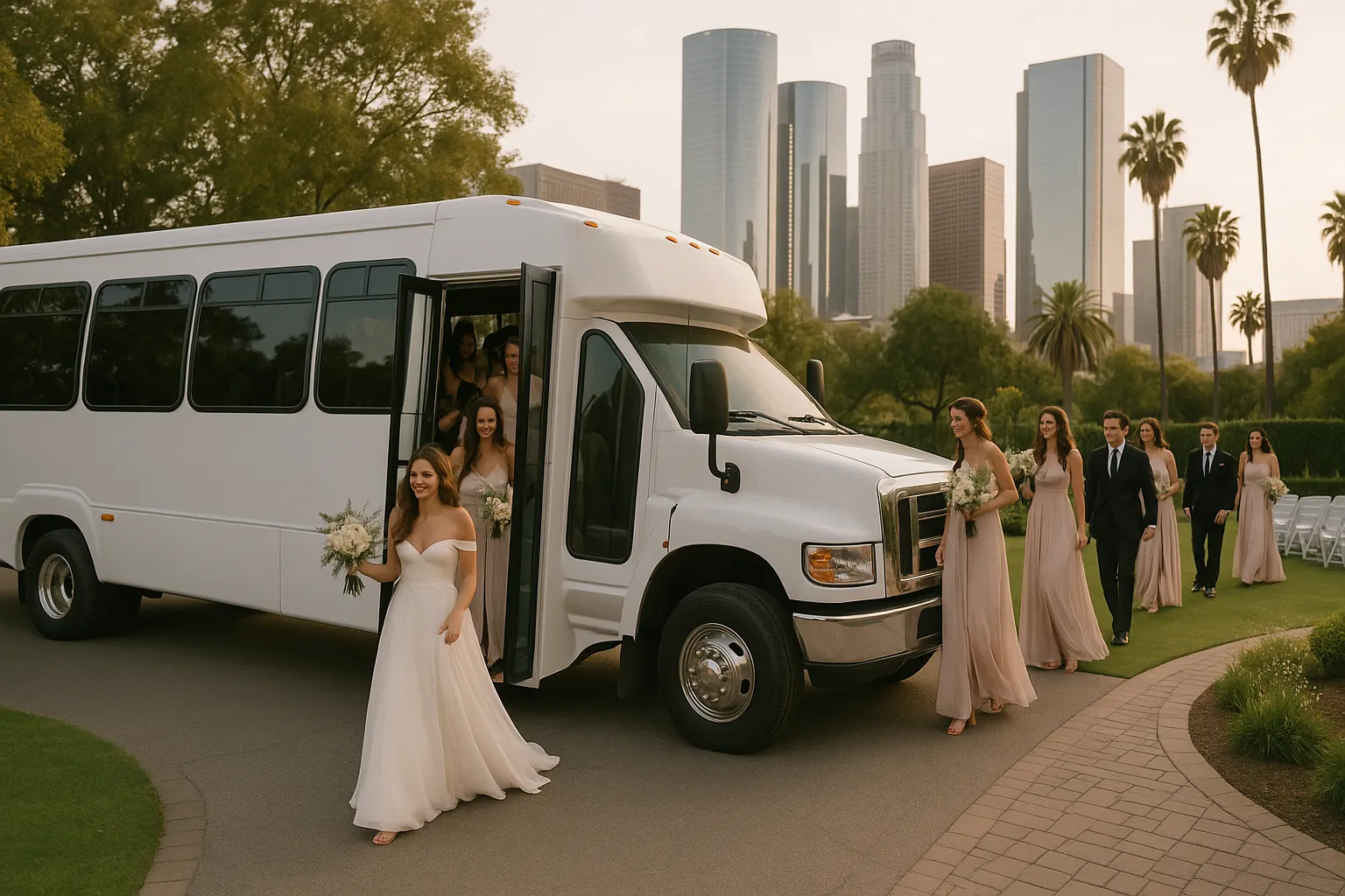 wedding charter bus in Los Angeles