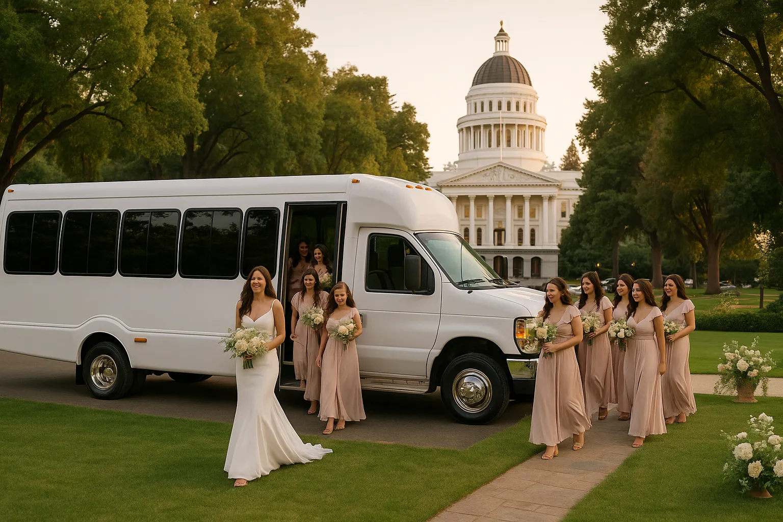 wedding charter bus in Sacramento