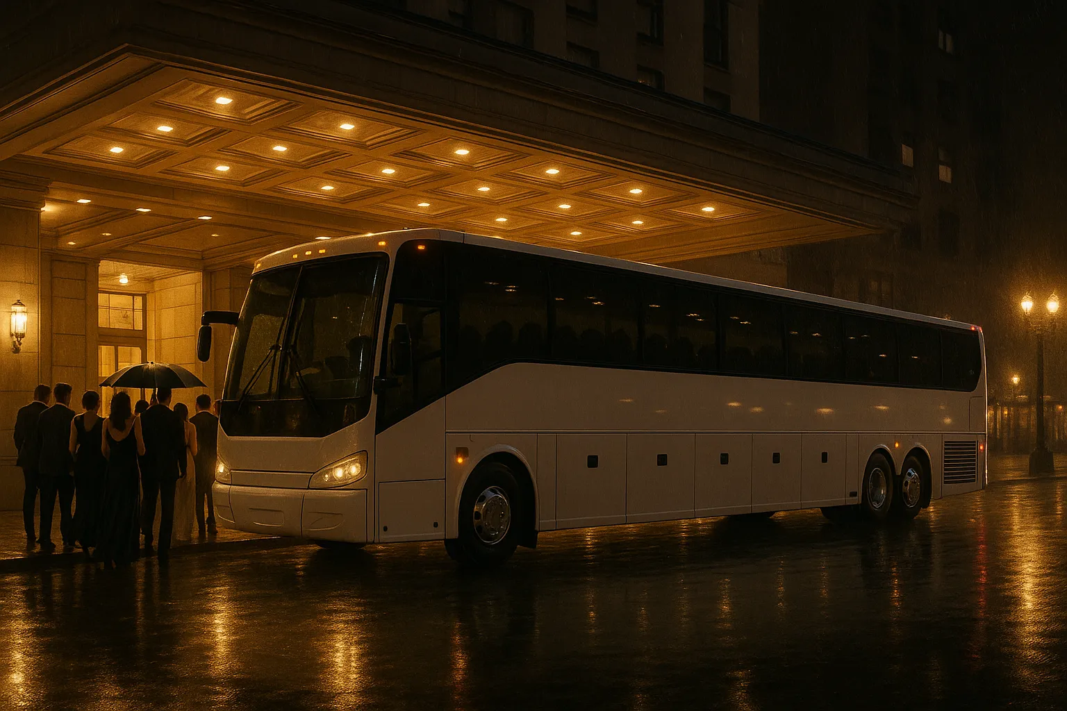 wedding guest shuttle bus at an Oregon winery venue