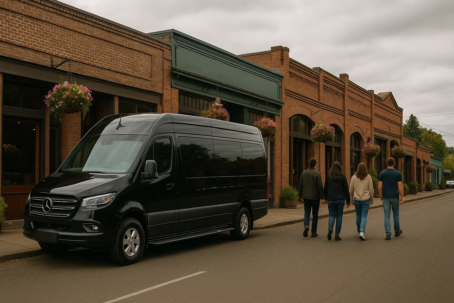 wine tour minibus parked at a Willamette Valley vineyard